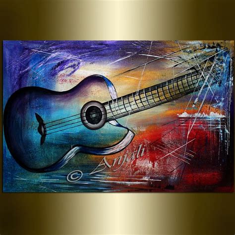 Large Guitar Painting Music Artwork Abstract Art Oil Painting Modern