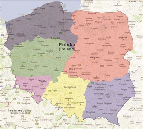 Mapa Polski - podzial na strefy - Kawi-Tech System