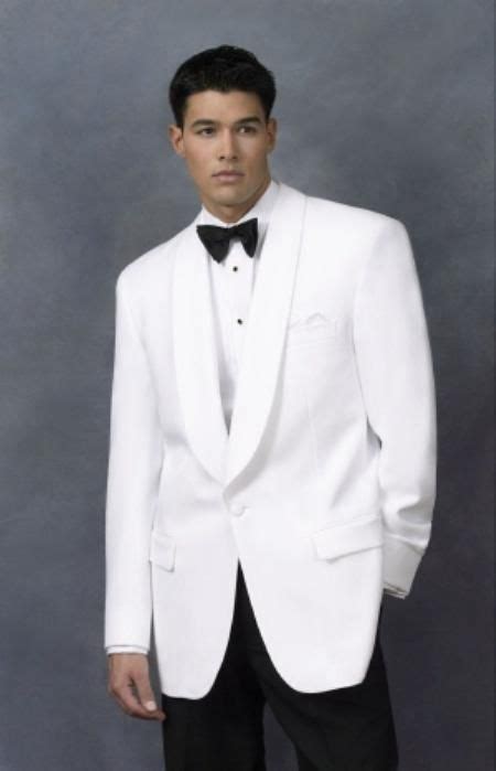 Mens Dinner Jacket In White Shawl Collar 1 Button Free