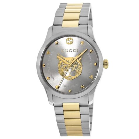 Gucci G Timeless Silver Dial Two Tone Stainless Steel Womens Watch