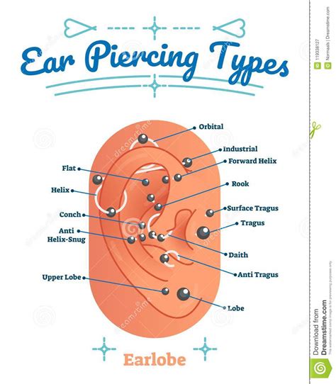 Ear Piercing Types Positions Background Poster Vector Illustration 80739254