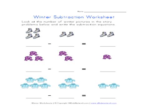 Winter Subtraction Worksheet For 1st 2nd Grade Lesson Planet