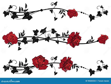 Dividers With Roses And Ivy Stock Vector Illustration Of Nouveau