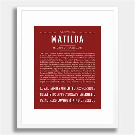 Matilda Name Art Print Descriptive Words Names Name Art