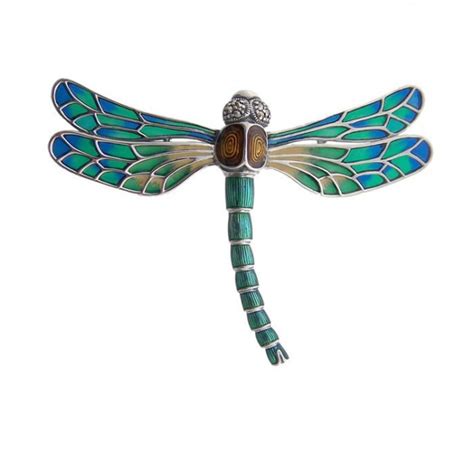 Sterling Silver Jewelled Art Nouveau Dragonfly Brooch