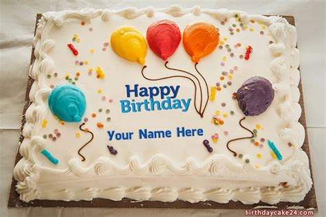 Happy Birthday Cake With Colorful Balloons With Name Edit Birthday