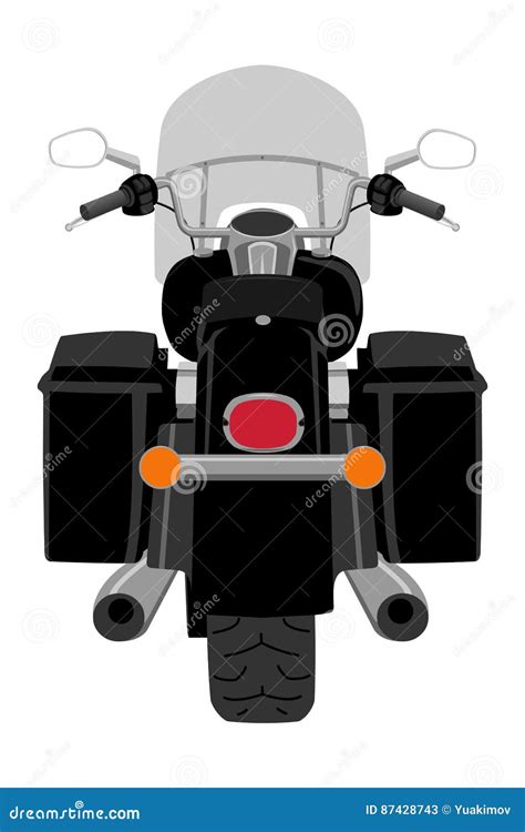 Touring Motorcycle Back View Silhouette Cartoon Vector Cartoondealer