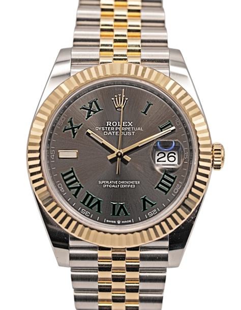 Rolex Datejust 41 126333 Wimbledon Dial Two Tone Yellow Gold Stainless Steel Fluted Jubilee
