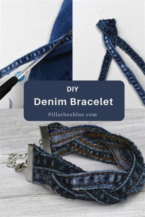 An Easy Diy Denim Bracelet From Old Jeans Pillar Box Blue
