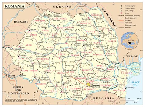 Administrative divisions map of romania. Large detailed political and administrative map of Romania ...
