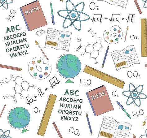 School Subjects And Objects Vector Illustration Seamless Pattern