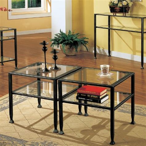 Sei Furniture Jaymes Metal And Glass 3 Tier End Table Accent Black Silver Distressing Pricepulse