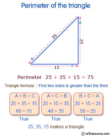 Perimeter = a + b + c. C Exercises: Calculate the perimeter of the triangle ...