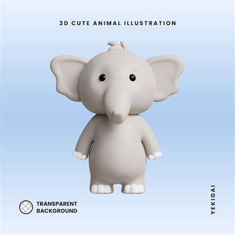 Premium Psd Elephant 3d Cute Animals Illustrations