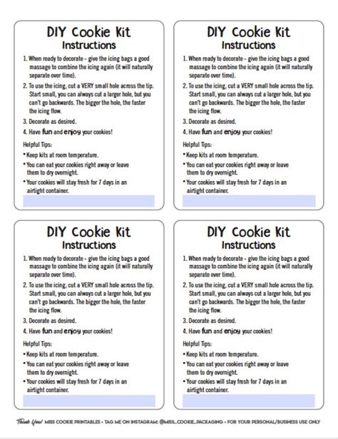 Diy Cookie Kit Instructions Printable Free