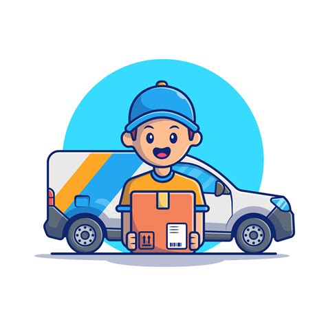Courier Shipping Package Cartoon Vector Icon Illustration People