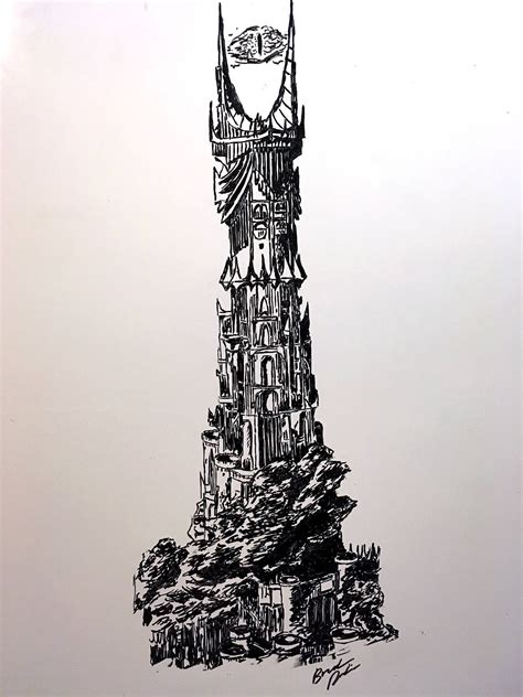 Dry Erase Saurons Tower Drawing Hd Print Lord Of The Rings Tattoo