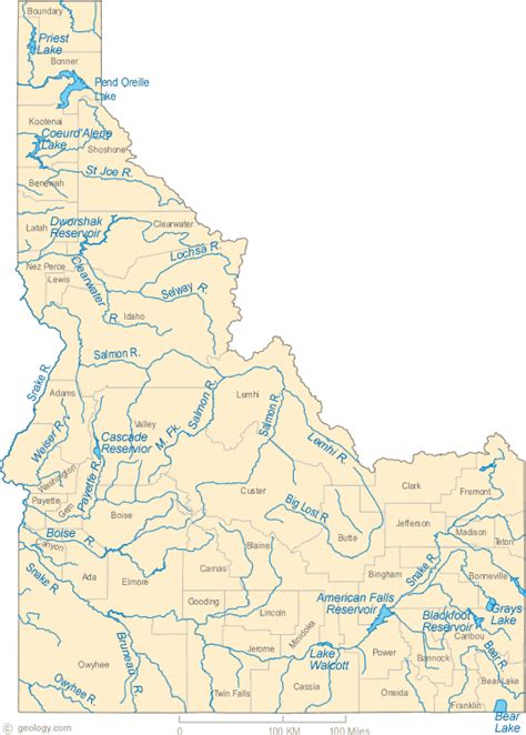 Idaho Lake Map River Map And Water Resources Idaho Travel Lake Map