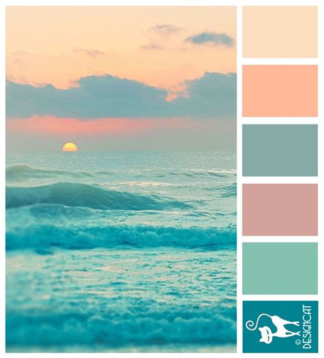 Ocean Sun Teal Blue Tiffany Pink Peach Blush Designcat Colour Inspiration Pallet