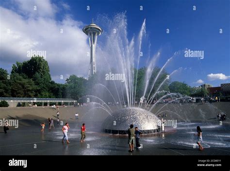 International Fountain With Space Needle Seattle Center Seattle