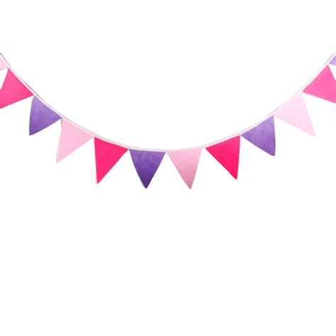 12 Flags 31m Handmade Pink And Purple Nonwoven Fabric Banner Bunting