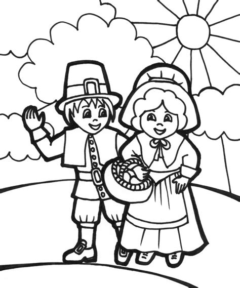 Free Printable Coloring Page Of Cartoon Pilgrim Girl Coloring Pages