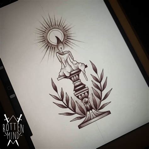 American Traditional Candle Tattoo