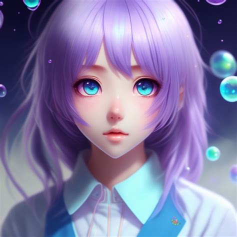 Anime Girl Purple Hair Blue Eyes