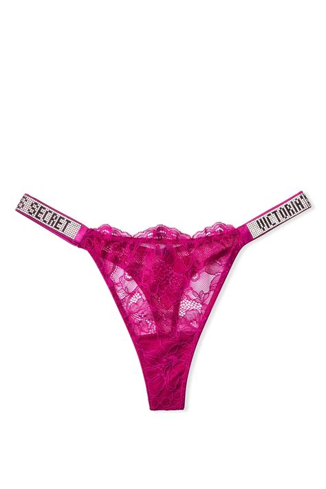 Buy Victorias Secret Pretty Plum Purple Lace Shine Strap Thong Panty