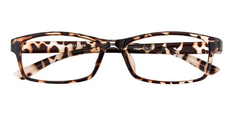women s rectangle eyeglasses full frame tr90 crystal tortoise fp1763