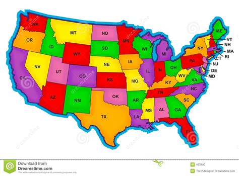 Bold Us Map With Abriviations Stock Photo Image 463490