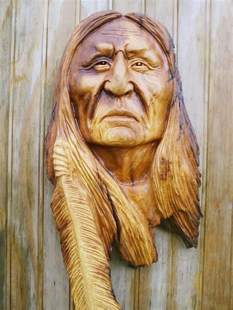 I Smell Word Burning Chief Of The Dull Carving Knife Nation Native American Indian Wood