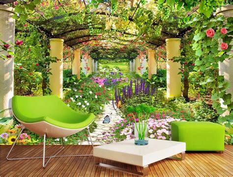 Buy Custom Photo Non Woven Mural 3d Wallpapers For Living Room Flower Garden