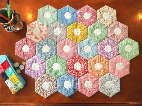 Hexagon Quilt Pdf Pattern Unique Fabric Folding Method Quilt As You