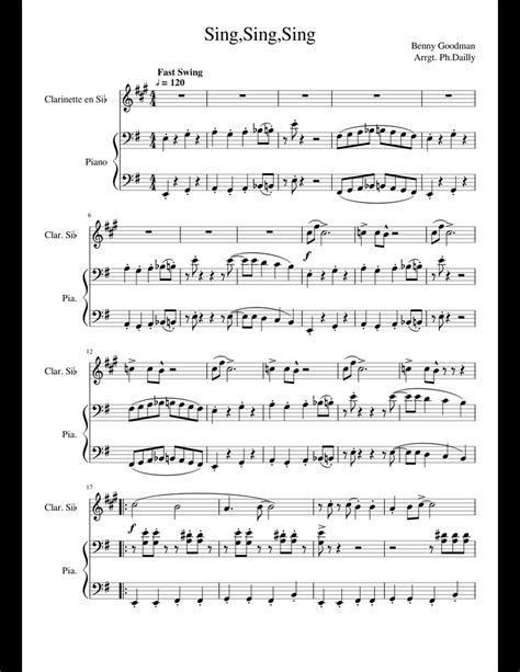 Sing Sing Sing Piano Clarinet Sheet Music For Clarinet Piano