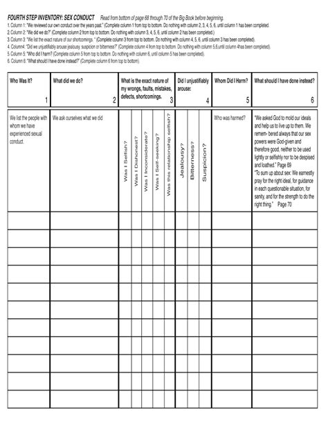 4th Step Worksheet Form Fill Out And Sign Printable Pdf Template