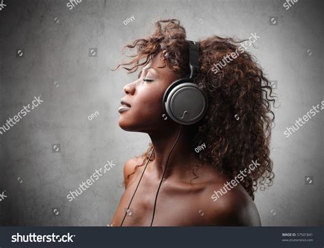 Young Black Woman Listen Music Stock Photo 57501841 Shutterstock