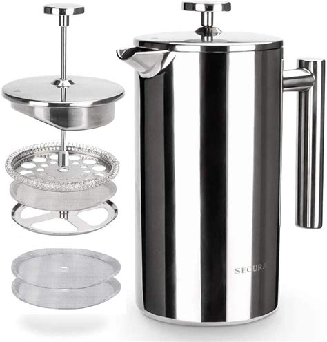 Secura French Press Coffee Maker 304 Grade Stainless Steel Insulated