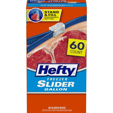Hefty Slider Freezer Storage Bags Gallon Size 60 Count