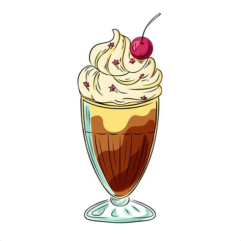 Ice Cream Milkshake With Chocolate Whipped Cream And Cherries In Glass