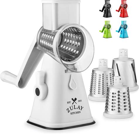 Zulay Kitchen Manual Rotary Cheese Grater With Handle Round Cheese Shredder Grater With 3