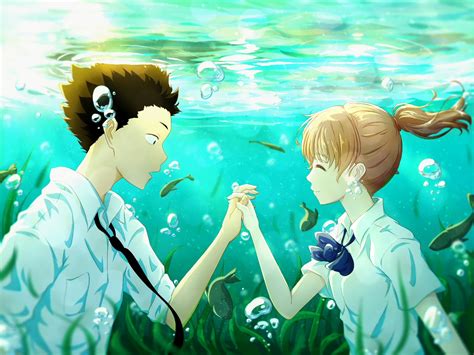 Koe No Katachi Shouya X Shouko Underwater Couple Smiling Romance