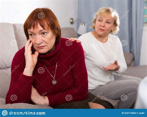 Two Mature Ladies Finding Out Relationship Stock Image Image Of