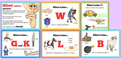 Spell Some Words With Silent Letters Rules Display Posters