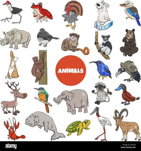 Ilustración De Dibujos Animados De Animales Salvajes Personajes Gran