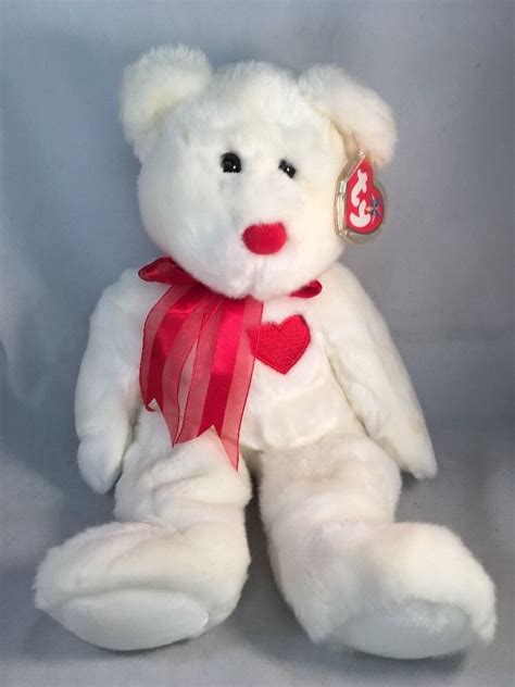 Check Out Ty Beanie Buddy Collection Valentino White Bear Red Ribbon Heart Nose 1999 Euc