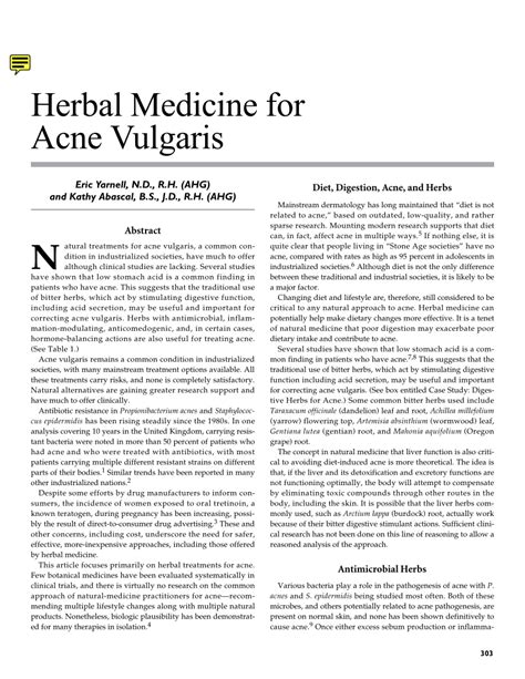 Pdf Herbal Medicine For Acne Vulgaris