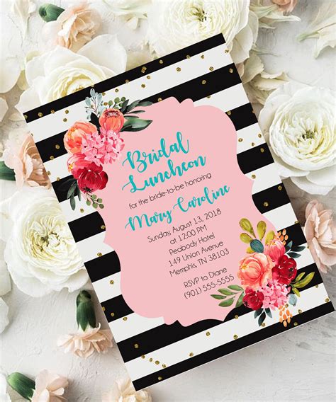 Kate Spade Inspired Bridal Luncheon Invitation Great For Bridal Shower