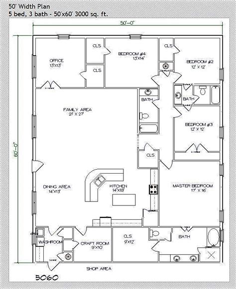 50x50 Barndominium Floor Plans Floorplansclick