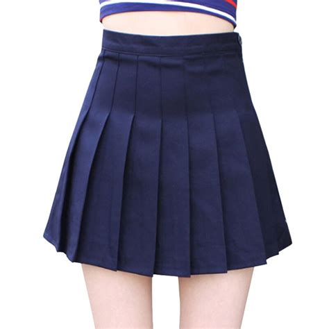 School Style Fashion Women Elegant Half Pleated Mini Skirts High Waist